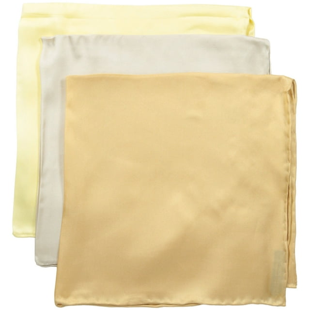 Stacy Adams Men's 100% Silk Hand Rolled 17"x 17" Pocket Square Three Piece Set, Yellow/Camel/Sand, One Size
