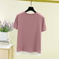 thumbnail image 4 of Womens Tops Short Sleeve Round-Neck Summer Solid Regular Tops Pink XXL, 4 of 5