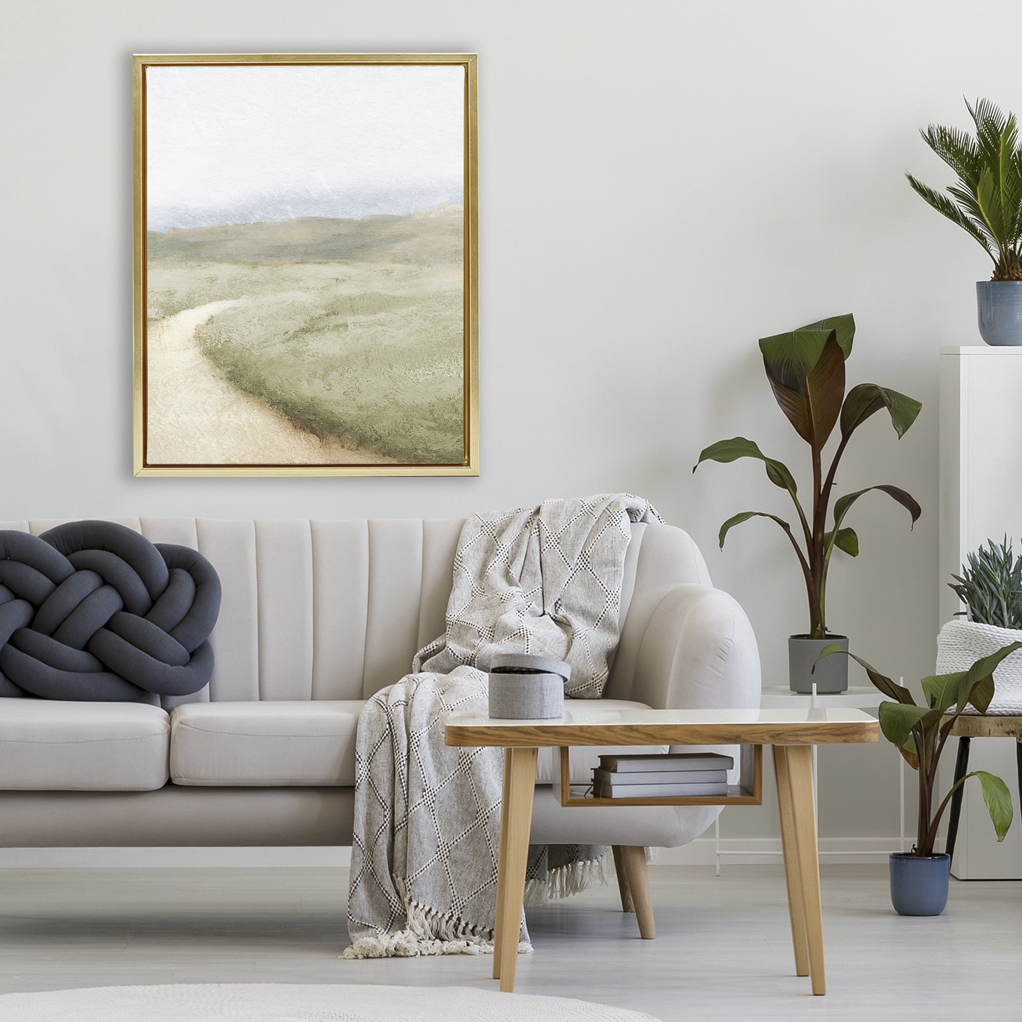 Stupell Industries Green Pasture Quiet Landscape Gold Framed Floater Canvas Wall Art, design by Michael Marcon