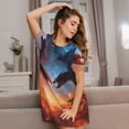 thumbnail image 3 of Haiem Red And Blue Fire Cloud Dragon Print Women’s Short-sleeved Nightdress – Comfortable and Loose-Fit Sleepwear, Soft Cotton Sleep Shirt for Relaxing, Casual Nightdress, 3 of 6