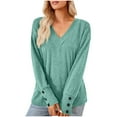 thumbnail image 4 of ShomPort Women's Long Sleeve Basic Tops Fall V Neck Sweatshirts Pullover Tunic Shirts Blouses, 4 of 5