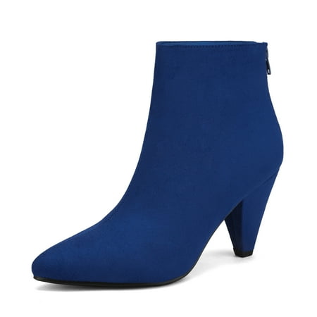 

Dream Pairs Women s Pointed Toe Low Heel Suede/Pu Back Zipper Ankle Boots Kalila Royal/Blue/Suede Size 9