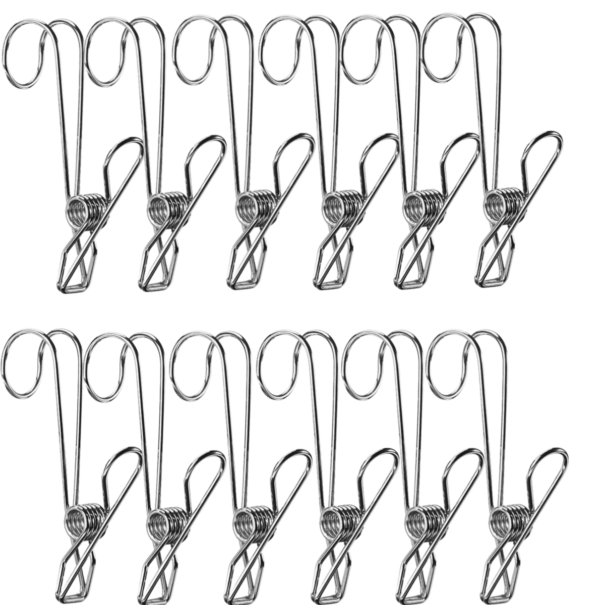 12 Pack Stainless Steel Clothespins with Hooks, Trianu Metal Spring