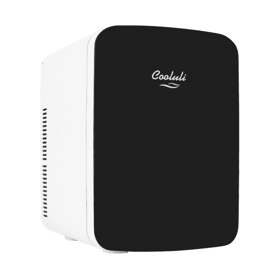 Cooluli Infinity Black 15 Liter Compact Portable Cooler Warmer Mini Fridge for Bedroom, Office, Dorm, Car - Great for Skincare & Cosmetics (110-240V/12V)