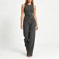 thumbnail image 5 of Women's 2 Piece Business Casual Outfits Striped Button Up Sleeveless Tank Tops with Pants Comfy Set Black XL(XL), 5 of 7