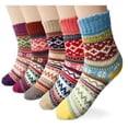 thumbnail image 1 of 5 pares de calcetines cálidos de invierno estilo étnico de tubo medio, 1 of 5