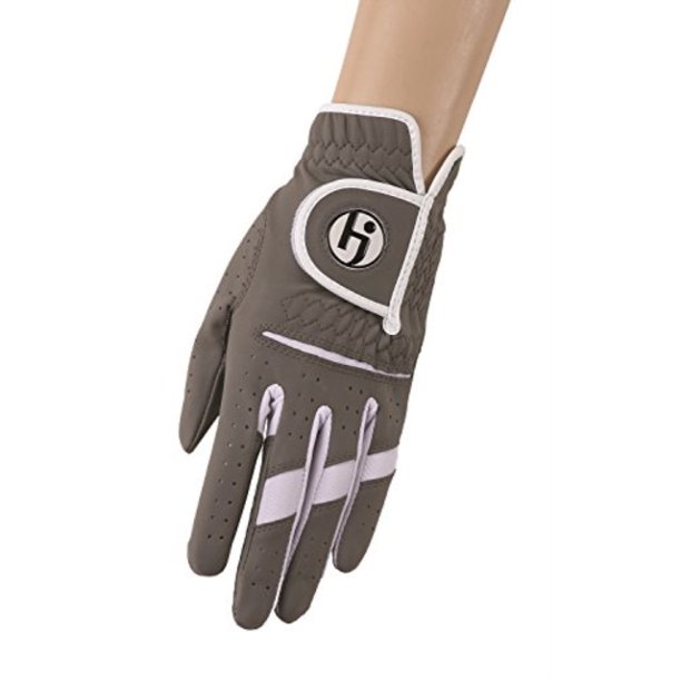 hj glove women's gripper ii golf glove, left hand, large, steel grey