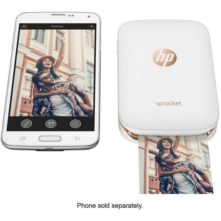 HP Sprocket Portable Photo Printer, print Social Media Photos on 2x3  Sticky-Backed Paper - White (X7N07A) 