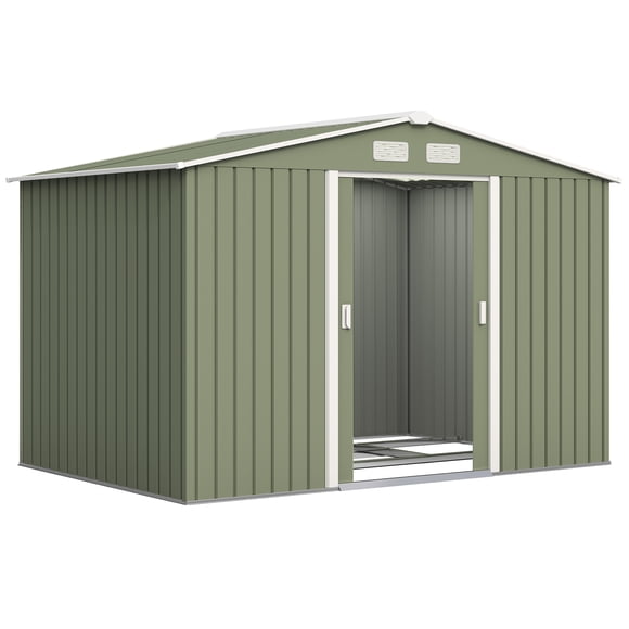 Outsunny 9.1'x 6.4' x 6.3' Garden Storage Shed w/ Steel Foundation Kit