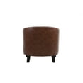 thumbnail image 5 of Accent Barrel Chair, Upholstered Accent Arm Chair Leisure Barrel Chair with Nailheads & Solid Wood Legs, Comfy Single Sofa Guest Chatting Chair for Living Room Bedroom Office, PU Leather, Brown, 5 of 7