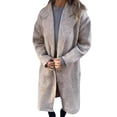 thumbnail image 5 of Women Woolen Jacket Turn-down Collar Solid Color Button Closure Coat Loose Thermal Long Sleeved Commuting Dating Spring Fall Winter Overcoat, 5 of 8