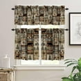 thumbnail image 3 of Retro Rustic Style Curtain Set, Vintage Moose Deer Bear Leaf Tree Country Style Farmhouse Cottage Cabin Window Valances and Tier Set for Kitchen Living Room Café Décor, 3 of 4