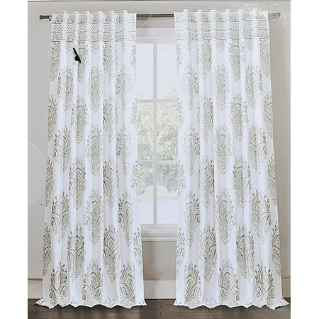 Envogue Medallion Window Curtains Gray Taupe Torino Damask Paisley