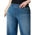 thumbnail image 4 of Coduop Women Seamed Front Wide Leg Jeans Stretch Denim Flare Jeans High Waist Long Jean Trousers, 4 of 8