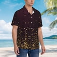 thumbnail image 3 of Sikiie Gold stars luxury sparkling Print Men's Hawaiian Shirt, Summer Beach Button Pocket Short Sleeve T-Shirt,XX-Large, 3 of 7