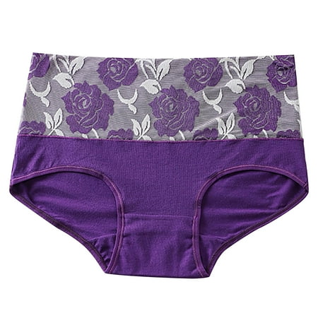 Jamicy Plus Size Panties for Women Clearance Sales Cotton Panty Underwear Rose High Waist Seamless Breathable Panties Comfy Briefs Boyshort Underpant