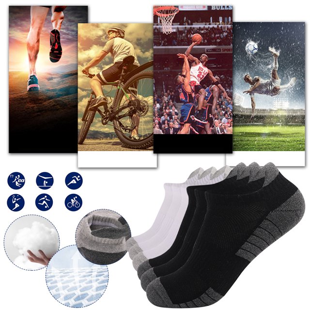 6 pares de calcetines tobilleros deportivos para correr, calcetines tobilleros de corte bajo, calcetines con lengüeta para hombres y mujeres
