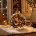 thumbnail image 4 of 3.15 Inch LED Christmas Village Scene Ornament Light Up Transparent Acrylic Hanging Bauble with Santa Warm LED Glowing Xmas Tree Pendant for Home Decor Holiday Gift, 4 of 5