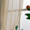 thumbnail image 4 of Vireellx Boho Curtains for Bedroom, Cream Hollow Crochet Stripes and Florals Print Cotton Linen Fabric Patchwork, Bohemian Beige Tassel Semi-Blackout Window Panel Farmhouse Drape, 4 of 7