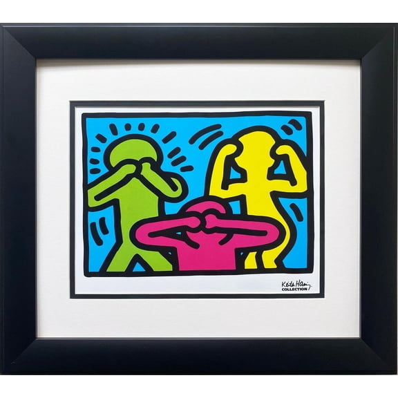 Keith Haring "Untitled" (Hear No, Speak No,See No Evil) FRAMED Pop Art Generic
