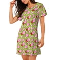 thumbnail image 2 of Fotbe Lips blowing bubble gum Bata de Dormir para Mujer con Estampado, Camisón de Algodón de Manga Corta, Ropa de Dormir Casual, 2 of 6