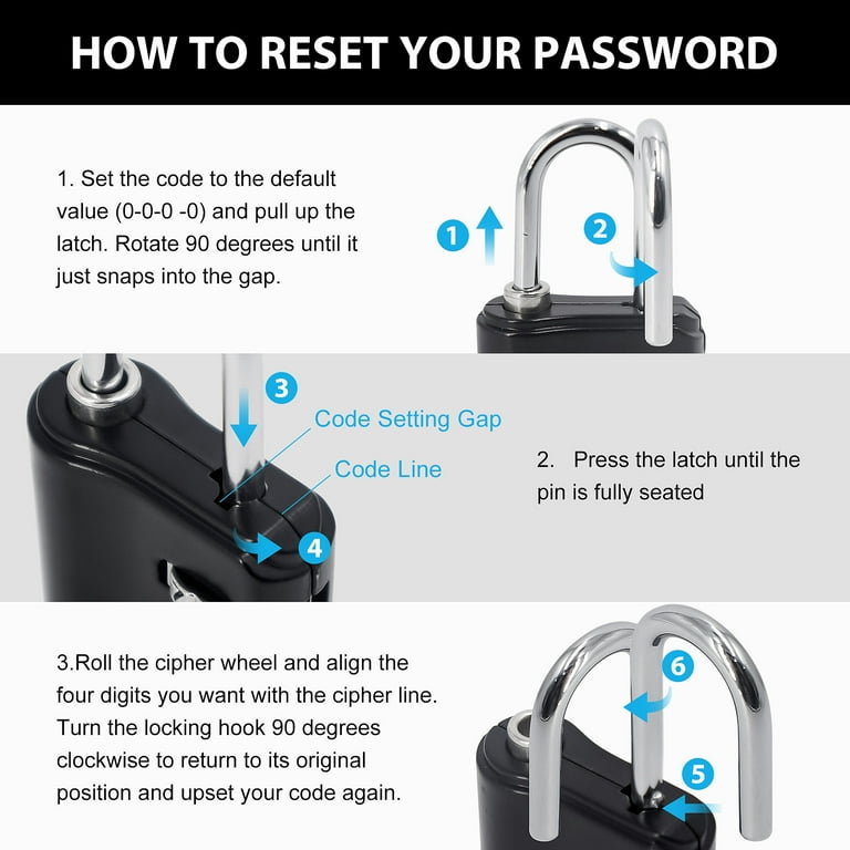 Huryfox Combination Locks, 4-Digit Zinc Alloy with Resettable