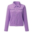 thumbnail image 4 of Jiyugala Coats for Women Basic Solid Color Button Down Denim Jacket Crop Jacket, 4 of 6
