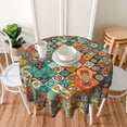 thumbnail image 6 of Boho Round Tablecloth 60 inch, Bohemian Circle Table Cloth, Stain Resistance, Water Repellent and Wrinkle-Free, Colorful Tablecloth Decor for Home Kitchen Dining Party Patio Indoor and Outdoor Use, 6 of 6