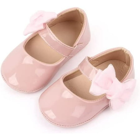 

Baby Girls Mary Jane Sequins Crown Flats PU Leather Wedding Party Princess Ballet Shoe Infant Rubber Sole Prewalker Toddler First Crib Shoes