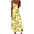 thumbnail image 2 of QUNYINEY Sleeveless Womens Sundress A Line Casual Lemon Long Slip Dress Beach Loose Fit V Neck Summer Yellow Dresses, 2 of 5