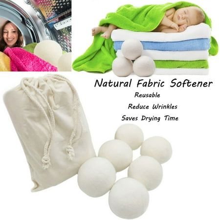 Sheep 6-Pack Premium Wool Dryer Balls Reusable Natural Fabric Softener