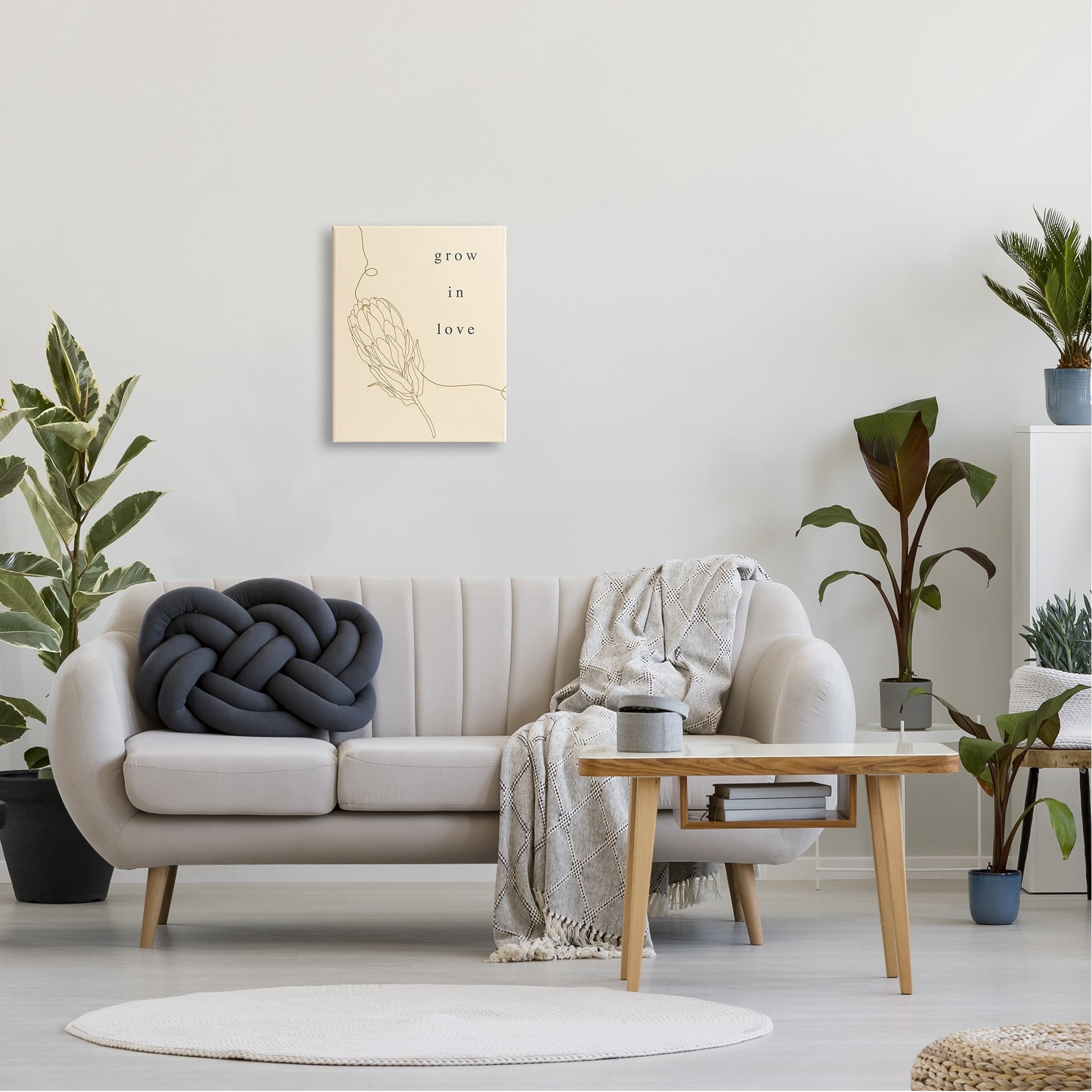 Stupell Industries Grow In Love Quote Plant Blossom Line Drawing Canvas Wall Art, 16 x 20, Design by Lil' Rue