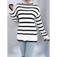 thumbnail image 4 of Women'S Casual Autumn Winter Long Sleeve Color Block Striped Knit Pullover Cozy Sweater White  XL, 4 of 8