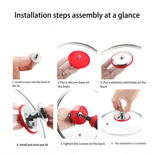 Becaristey 2pcs Stainless Steel Lid Handle For High Temperature Resistance Easy To Kitchenware Accessories Lid Cap Comfortable Grip Flat gold plating trumpet