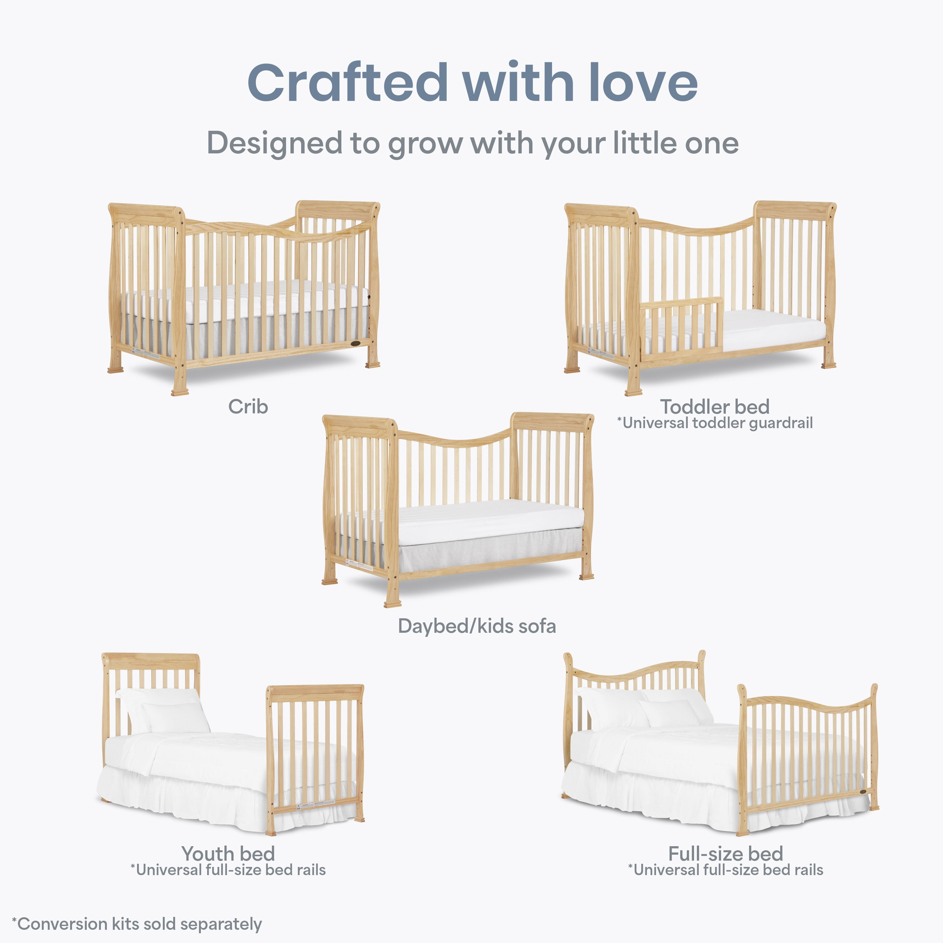 Dream On Me Violet 7-in-1 Convertible Life Style Crib, Natural