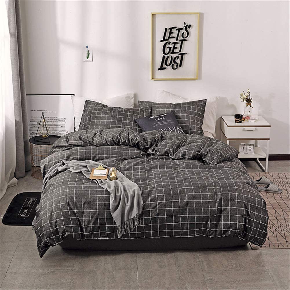 Luxury Black Checkered Quilted Microfiber Coverlet Bedspread AND Shams 