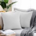 thumbnail image 2 of Throw Pillow Covers 16x16 Inch Set of 2, Grey Vertical Striped Waterproof Outdoor Pillow Covers, Farmhouse Thin Line Stripes Decorative Cushion Pillowcases for Couch, Sofa, Bed, Garden, Patio, 2 of 9