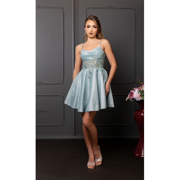Women's May Queen Semi Formal Corset Back A-Line Cocktail Dress MQ2107 Lilac Lavender 20