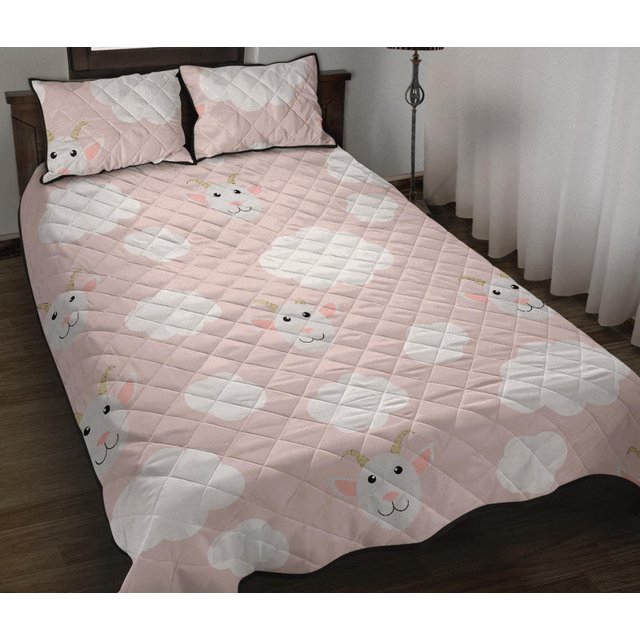 Juego de cama nórdico Goat Could Pink Pattern