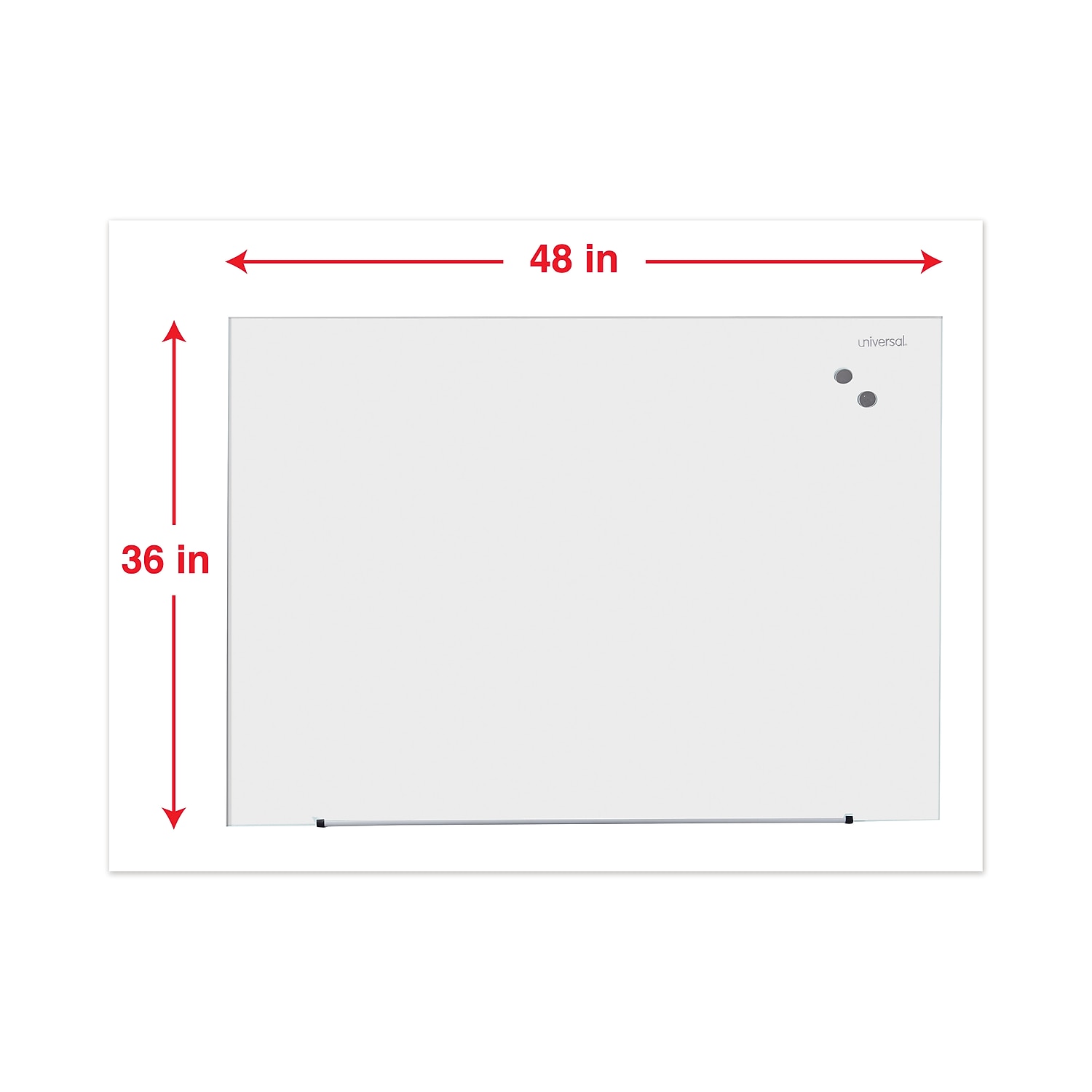 Universal Frameless Magnetic Glass Marker Board 48" x 36" White (UNV43203)