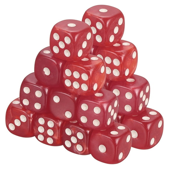 36Pcs Translucent Polyhedral Dice 12mm Square Dice W Rounded Edge, Rose Red