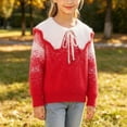thumbnail image 6 of BLVB Girls Fall Winter Clothes Long Sleeve Collared Sweaters Cute Knit Tops Comfy Warm Pullover(Red,3-4 Years), 6 of 7