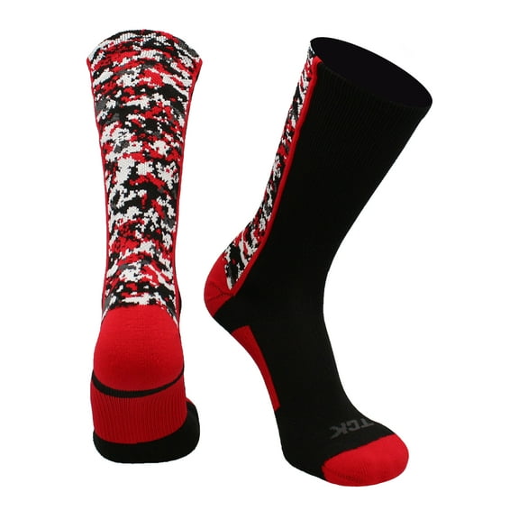 Digital Camo Crew Socks (Black/Red, Medium)