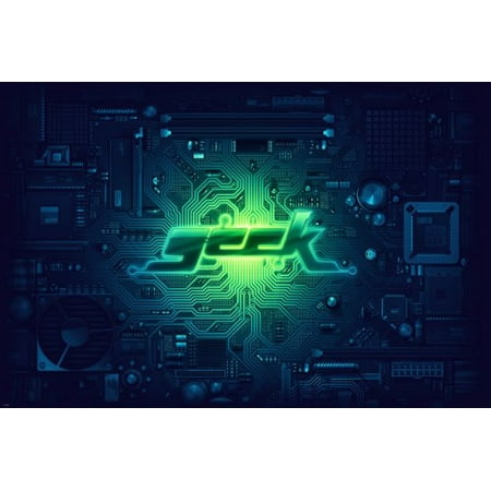 Gecko Circuit Board - Geek Circuit Board Poster Cool Simple Design Original Typeface Techy 24X36