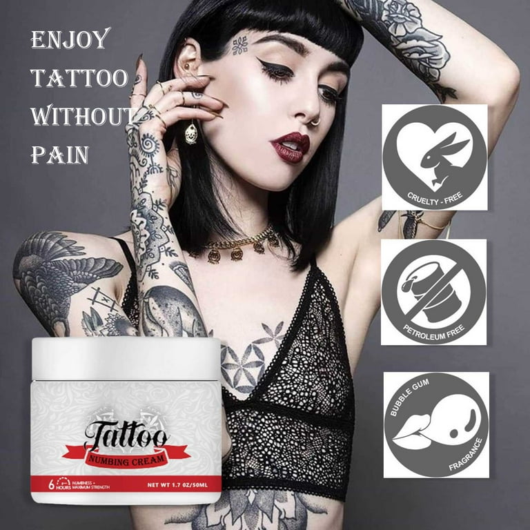 AOVUWU Tattoo Numbing Cream for Painless Tattooing and Piercings Fast Acting, Long Lasting, Skin Safe Formula, 1.7 oz