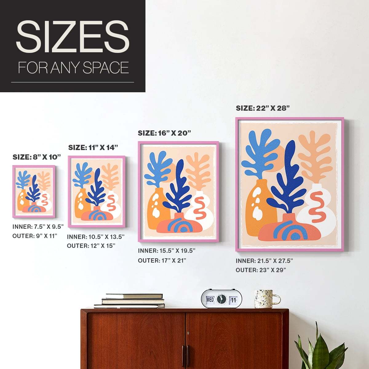 Matisse CCCLXI in Pink Solid Wood 22 x 28 Framed Print