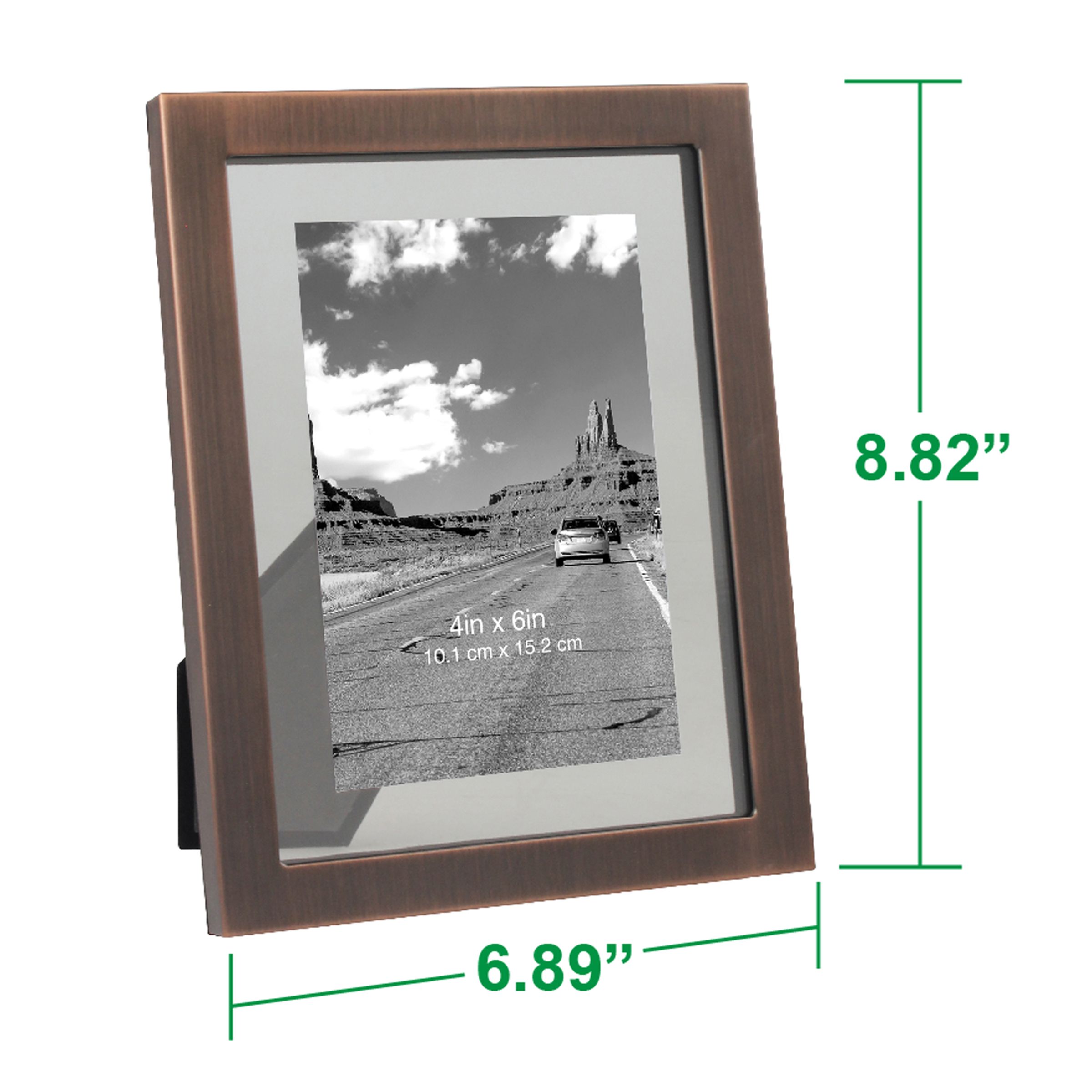 Better Homes & Gardens 4" x 6" Rectangle Metal Tabletop Floating Picture Frame, Copper