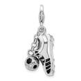 thumbnail image 3 of Sterling Silver Amore La Vita Polished 3-D Moveable Enameled Soccer Shoe and Ball Charm Pendant with Fancy Lobster Clasp, 3 of 5
