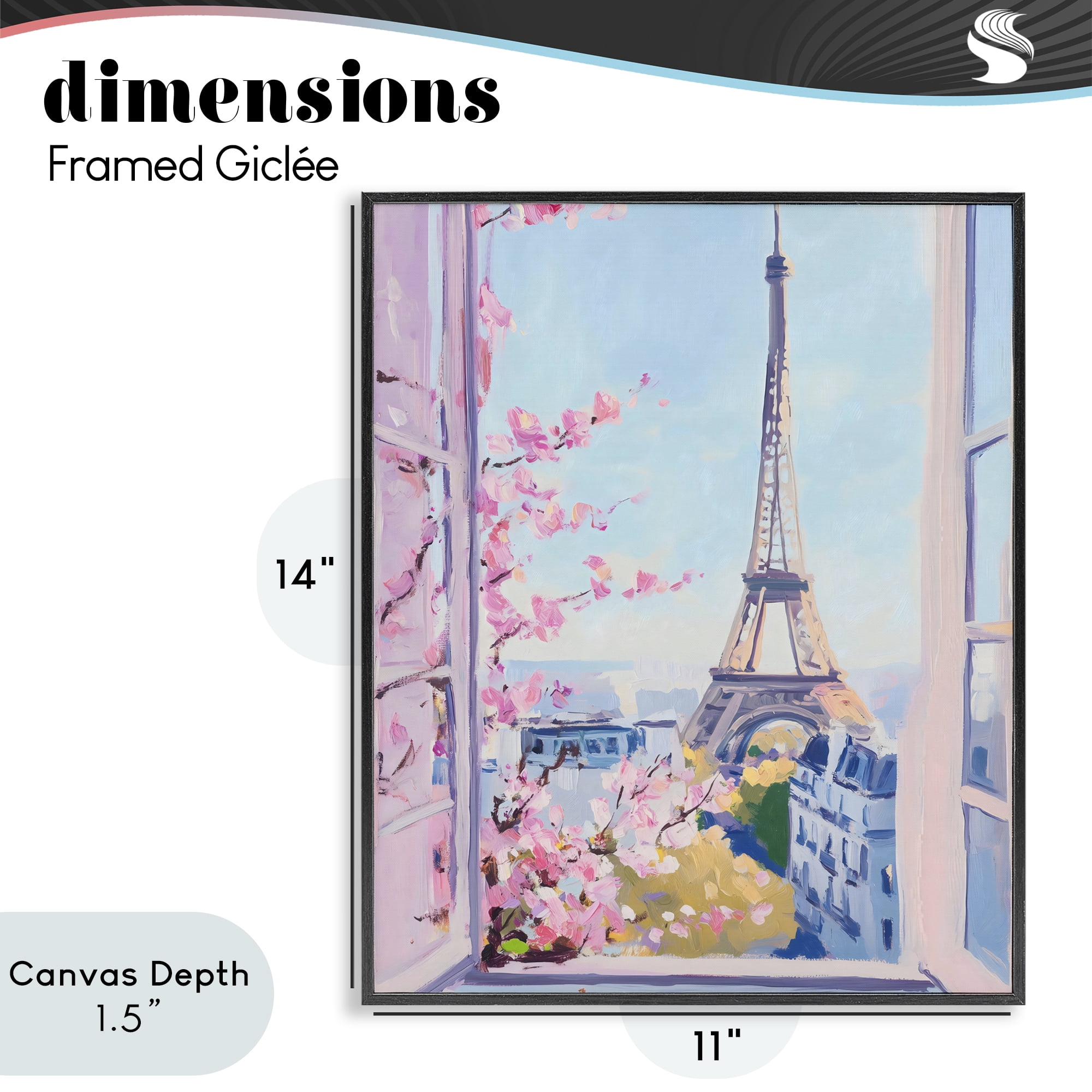 Stupell Industries Eiffel Tower View in Spring Black Framed Giclee Art, design by The Prints Vibe