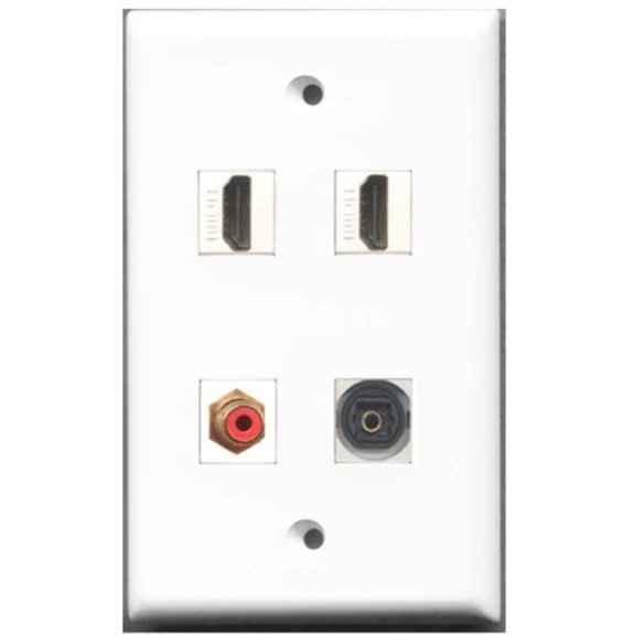 RiteAV - 2 Port HDMI 1 Port RCA Red 1 Port Toslink Wall Plate